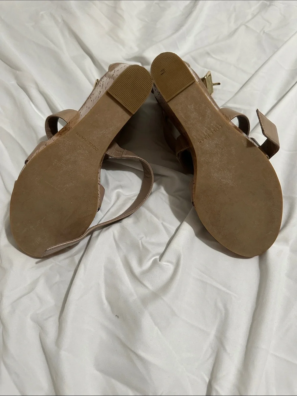 Cole Haan Taupe Cork Wedge Sandals Size 8B